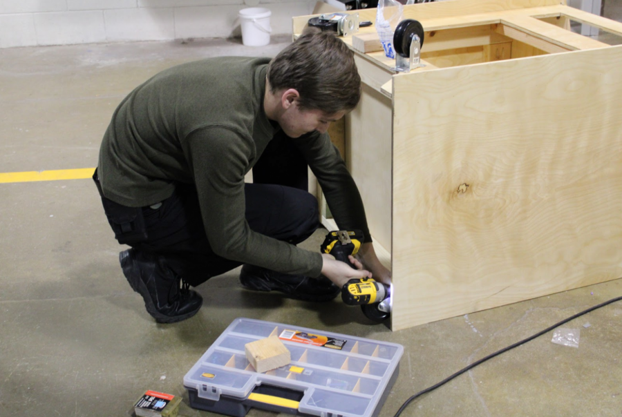 Arcade Construction
Steve Hinz, at the robotics shop on Tuesday. Steve Hinz, Build Captain, is working on the arcade project. When asked how long will it take to build the robot this season, he said,” It will take us all of build season.”
