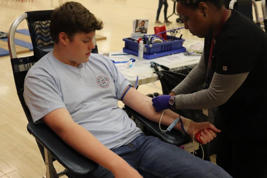 Luke Geiger gave blood for the first time today. His experience was a positive one and said, 