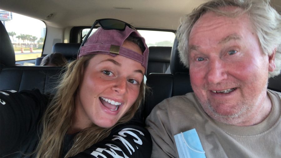 Meet my grandpa Ronnie. This is us heading to Florida. My grandpa is my best friend and always knows how to make me smile. This picture was taken right after he was singing 