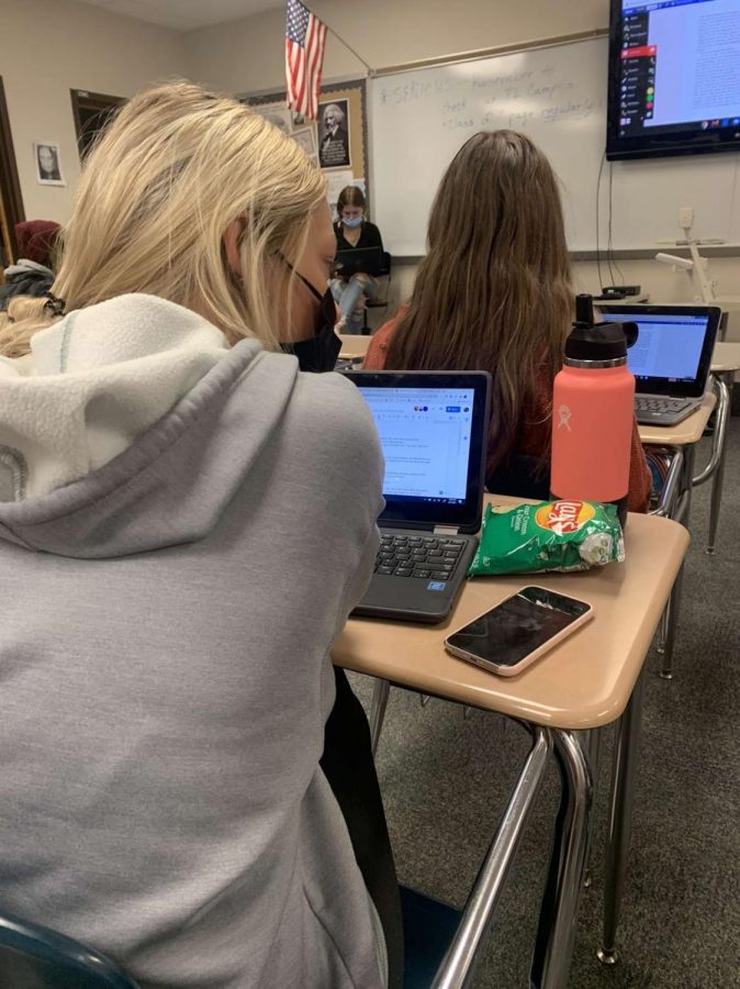 Jillian Bowman (10) focuses during a class discussion. I love learning about figurative language! Pre-AP is an English class for sophomores preparing to take AP classes in the following years.