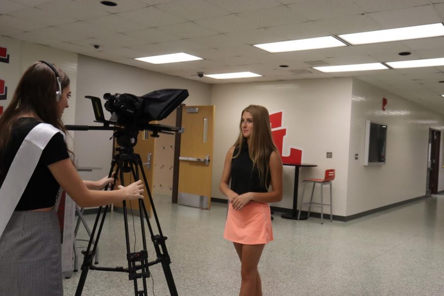 Madi Moseley films Grace Marocco for the intro of our new CTE video showcase. Grace and Madi are both award winning Interactive Media students.
