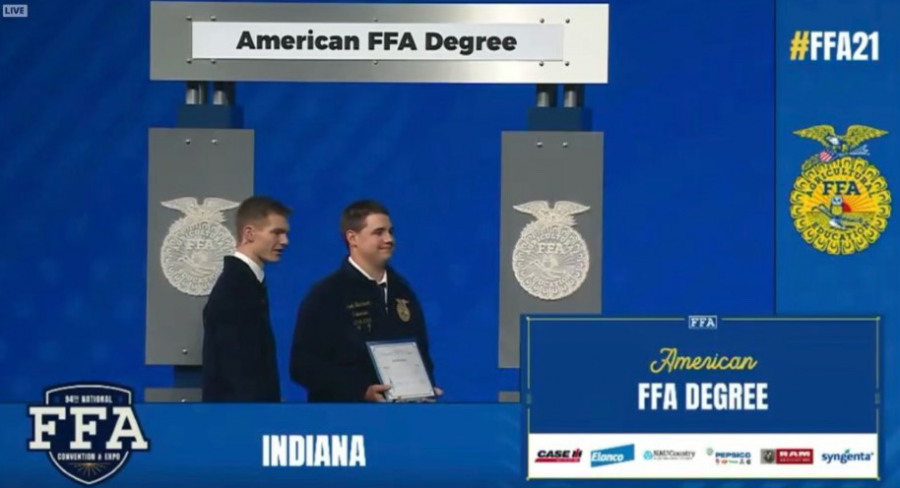 Jacob Blackburn receives the American FFA Degree on October 30, 2021.