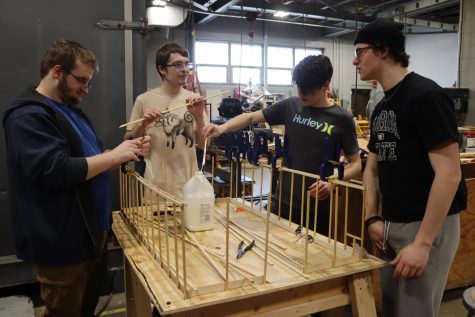 Students in Mr. Andrewss Shop class are building a 1:25 scale model of a pole barn. This barn will be built, in full scale, for Courage Rock Stables by students.