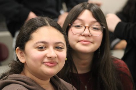 Sitting in study hall is Ariani Labra 26 and Natalie Quintanilla 26 patiently waiting to go to their next class. Watching Impractical Jokers with Natalie is so fun, said Labra. I have seen them watching shows together.