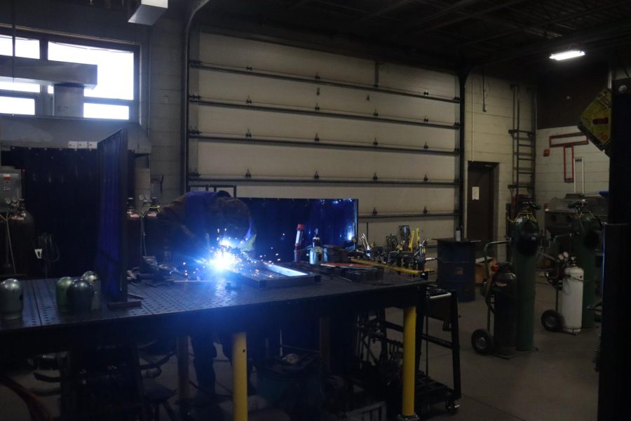 Hunter Williams 24 is working on projects for the upcoming welding fundraiser. The fundraiser will be held at the west bays of the old fire station April 27th from 5-7pm.